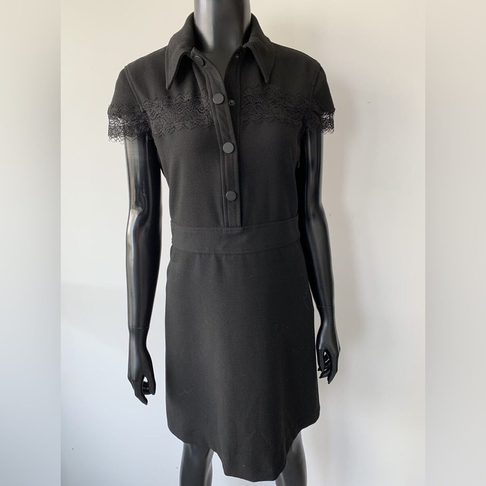 Maje Riloi Black Crepe Shirt Dress